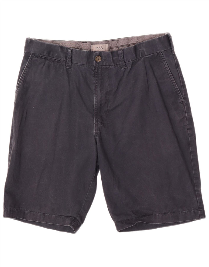 Marks & Spencer Short Chino Homme W34 Large Bleu Marine Coton