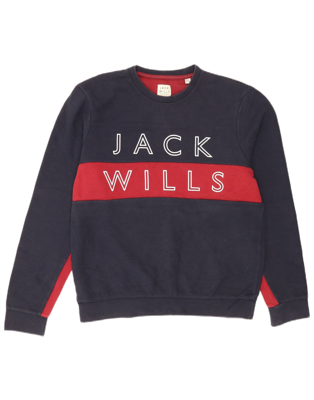 Jack Wills Sweat-shirt graphique pour hommes, grand, bleu marine, colour block