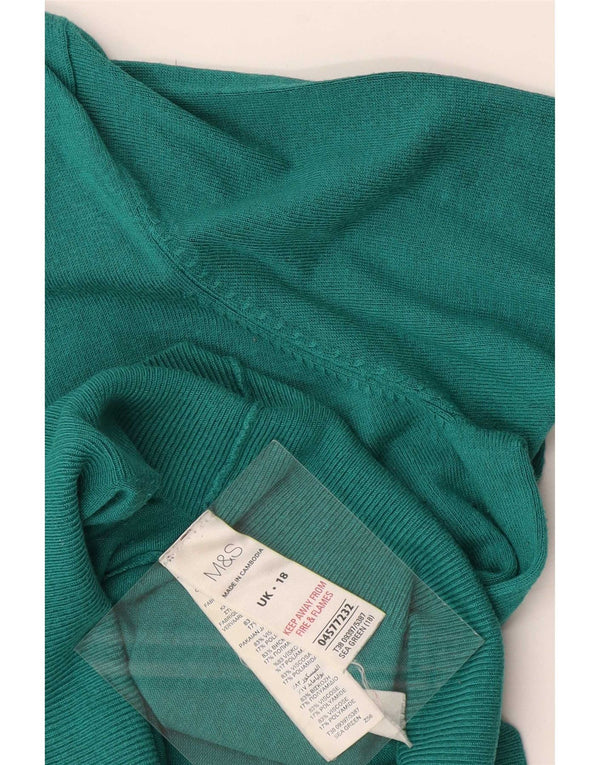Marks & Spencer Pull col V pour femme UK 18 XL Vert Viscose