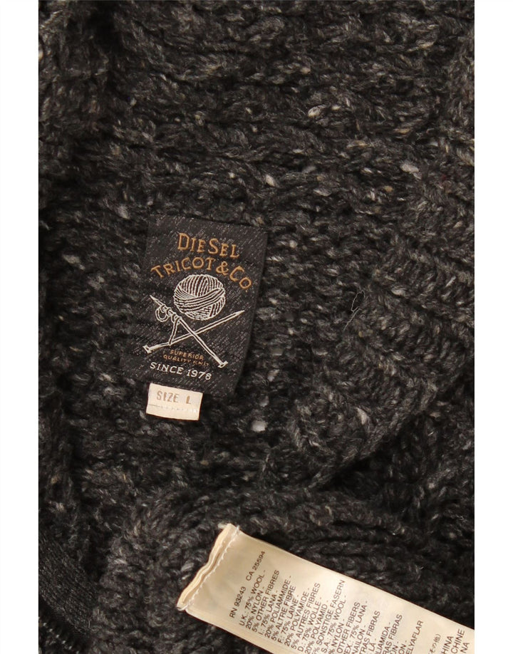 DIESEL Cardigan Homme Pull Large Gris Moucheté Laine