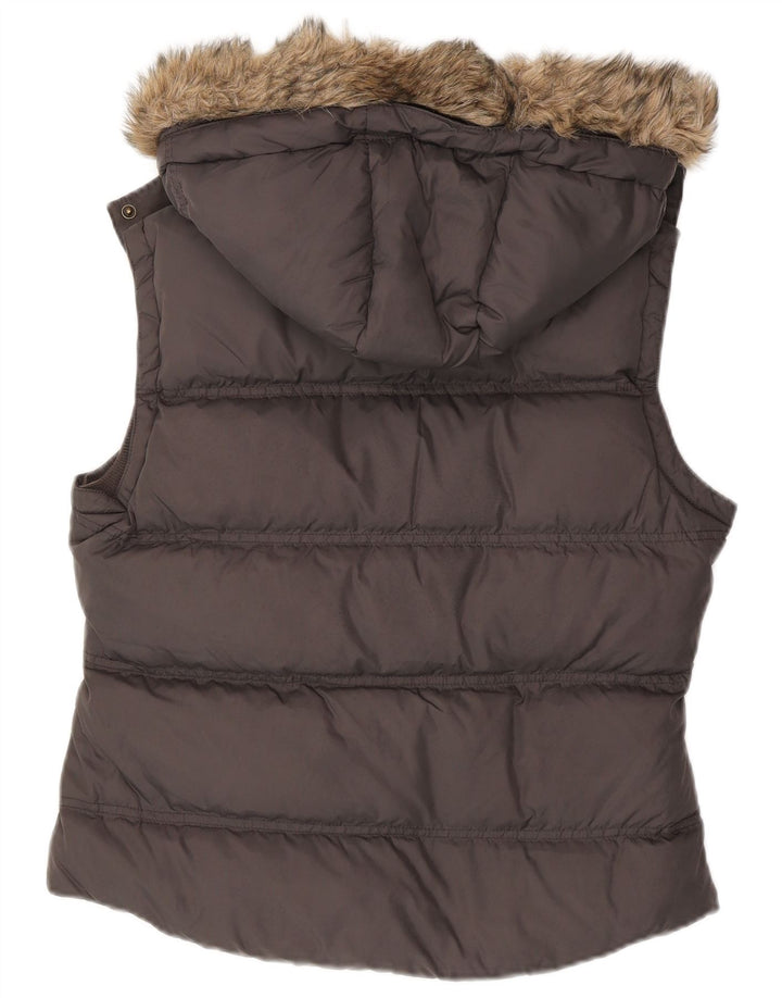 JACK WILLS Gilet rembourré à capuche pour femme UK 12 Nylon gris moyen