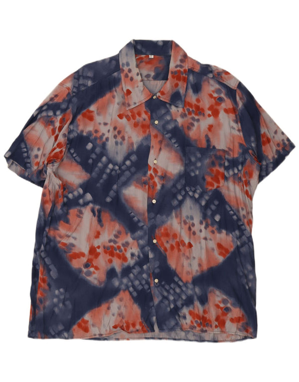 vintage Chemise à manches courtes pour hommes XL Blue Tie Dye
