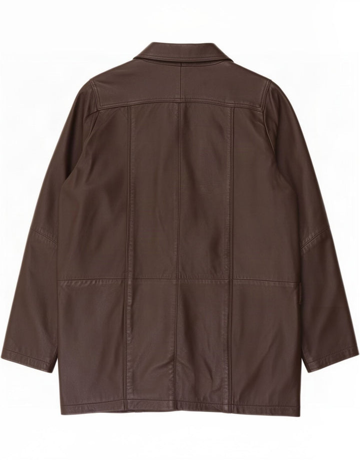 Vintage Manteau en cuir surdimensionné pour femme UK 16 Large Marron