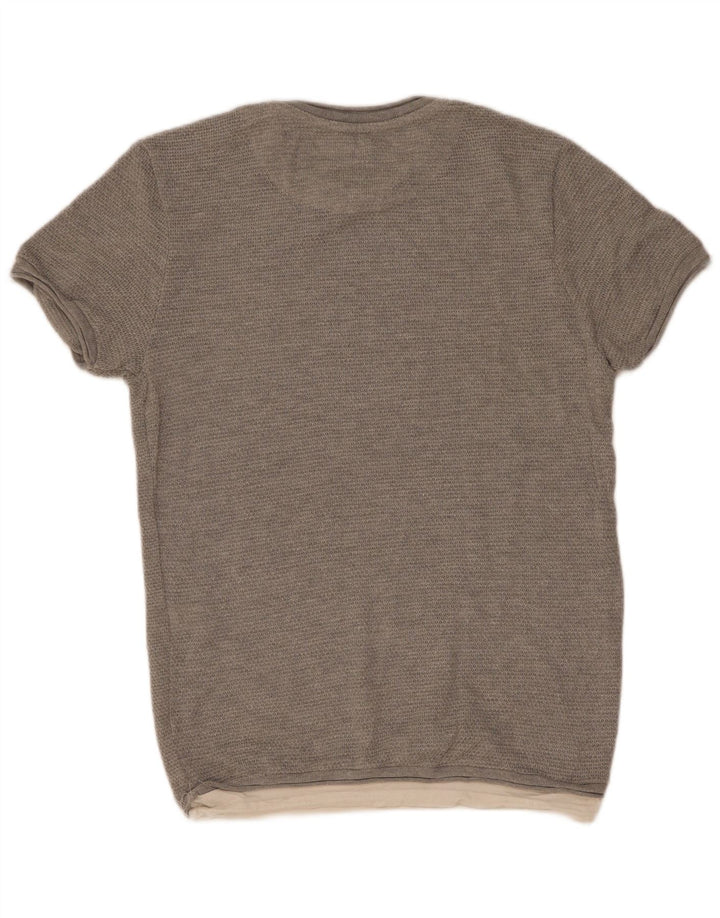 Zara Homme T-Shirt Top Gris Moyen Coton