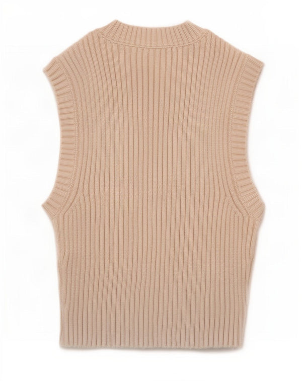 Zara Femme Crop Débardeur UK 8 Small Beige Viscose