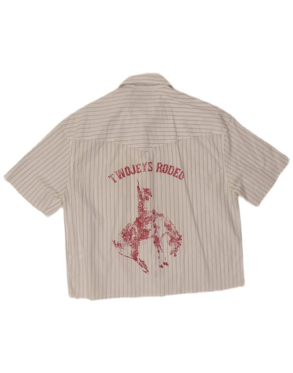 Zara Chemise Graphique À Manches Courtes Homme Blanc Rayé Coton