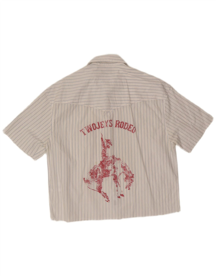 Zara Chemise Graphique À Manches Courtes Homme Blanc Rayé Coton