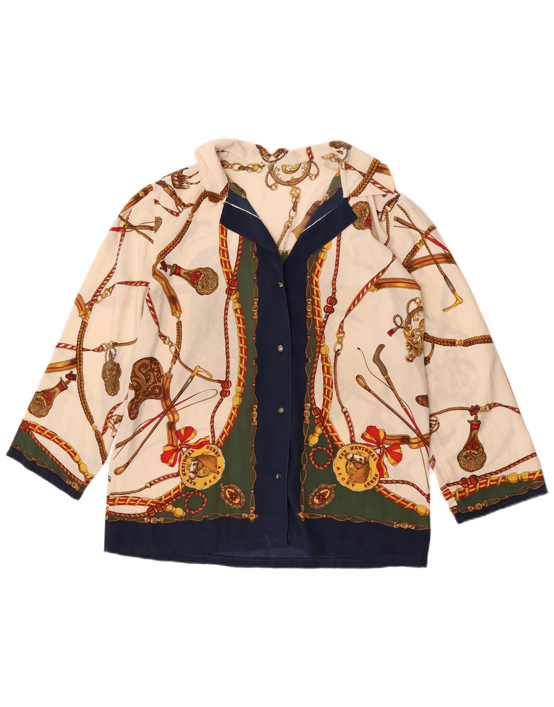vintage Womens Riding Shirt Blouse UK 14 Grand Multicolore