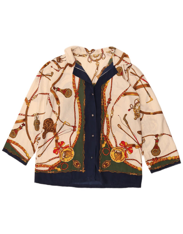 vintage Womens Riding Shirt Blouse UK 14 Grand Multicolore