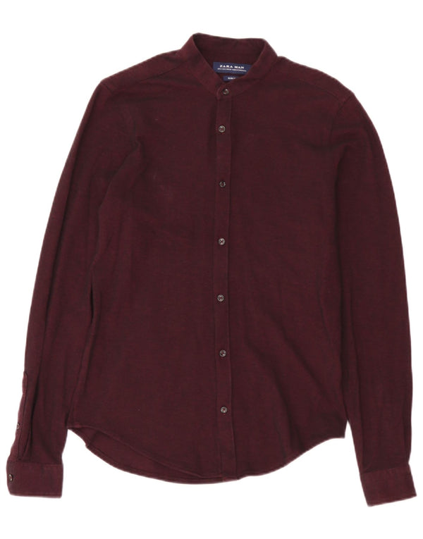 Zara Mens Slim Fit Shirt Small Maroon Cotton