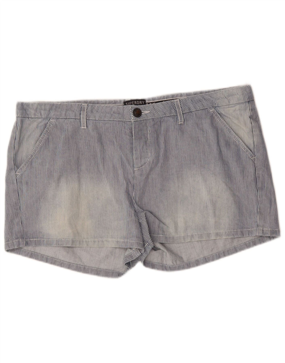 SUPERDRY Short décontracté pour femme XL W40 Bleu en coton à fines rayures