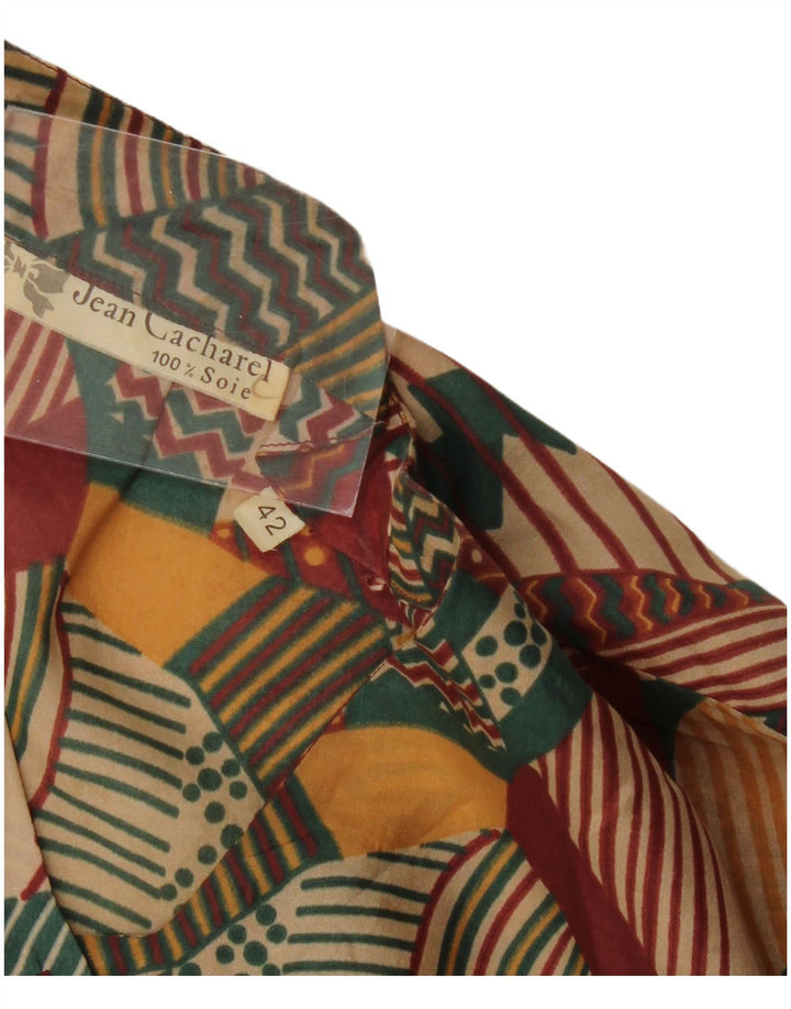 vintage Femme Chemise Blouse IT 42 Moyen Multicolore Géométrique