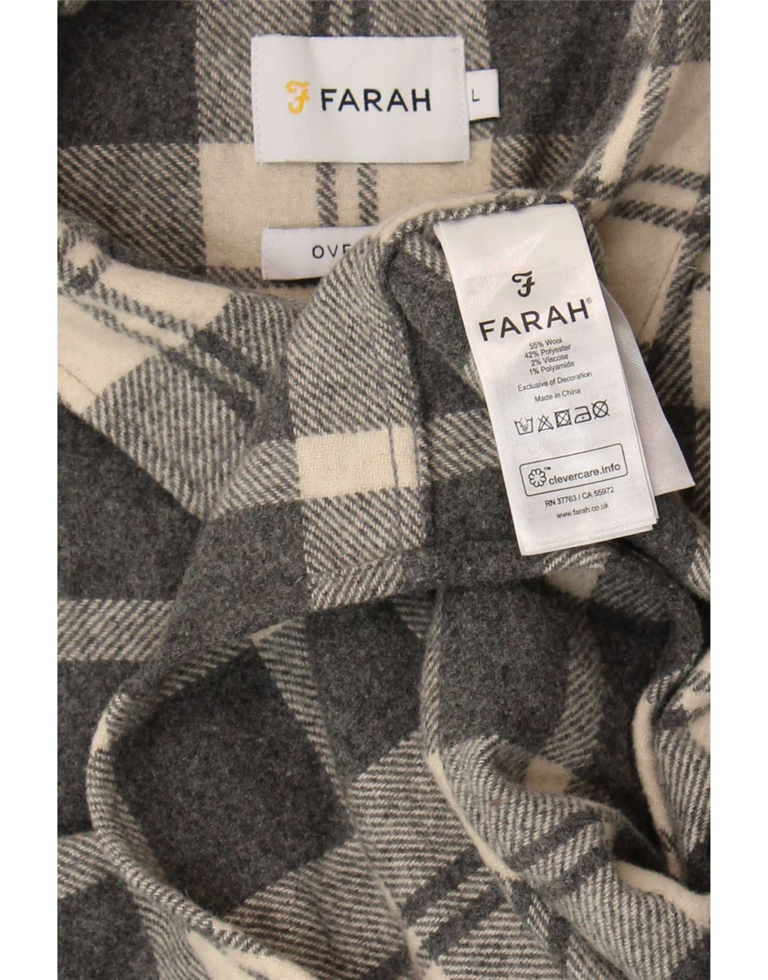 Farah Surchemise Homme Grand Carreau Gris Laine