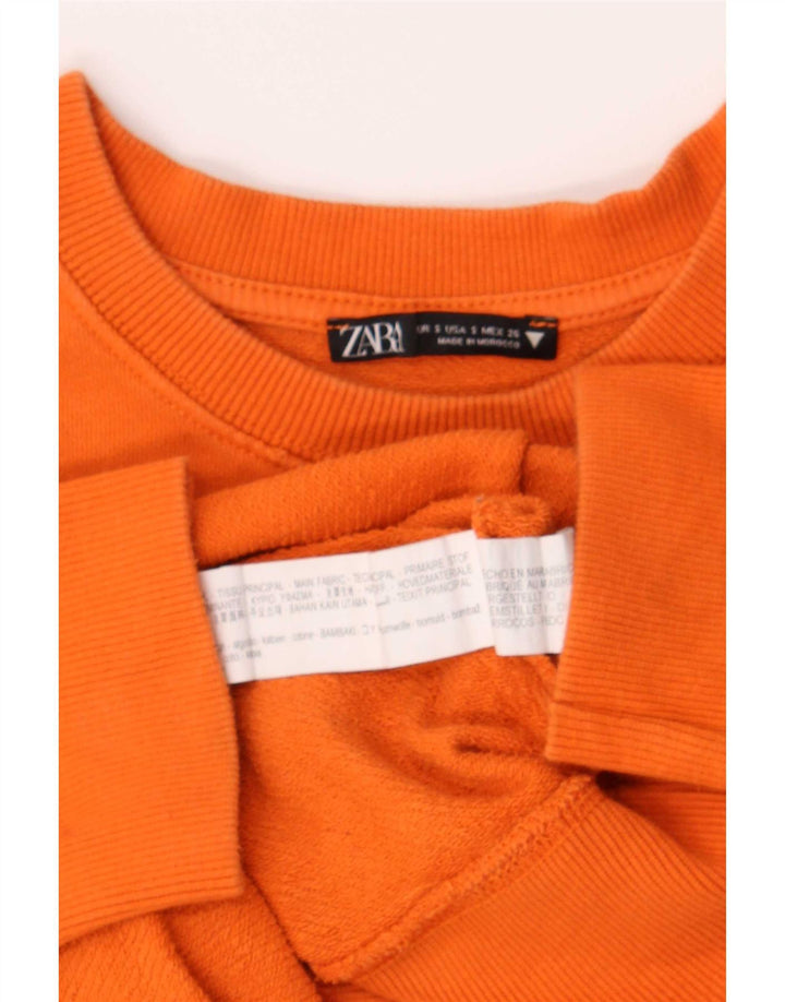 Zara Sweat-shirt surdimensionné graphique pour femme UK 10 Petit coton orange