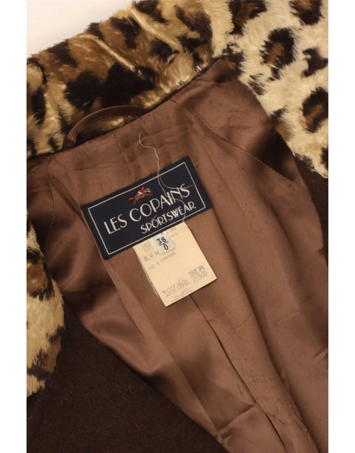 Les Copains Manteau croisé pour femme EU 38 Marron moyen imprimé animal