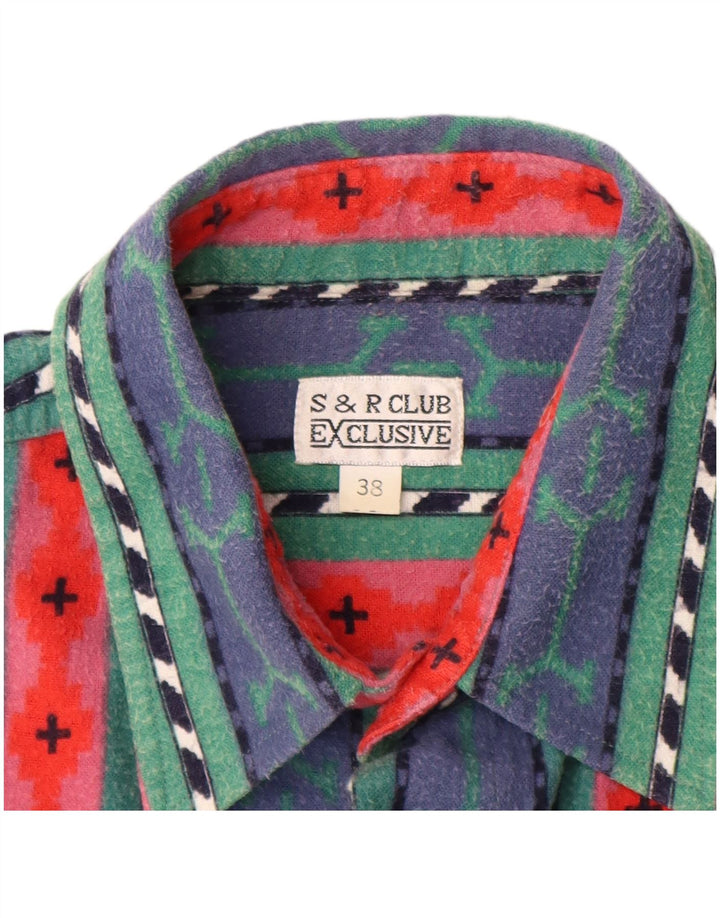 VINTAGE Chemise flanelle homme taille 38 coton rayé bleu moyen