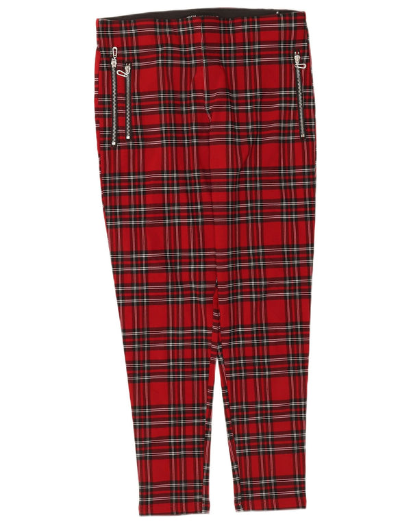 Zara Pantalon court skinny pour femme XL W32 L26 Rouge à carreaux