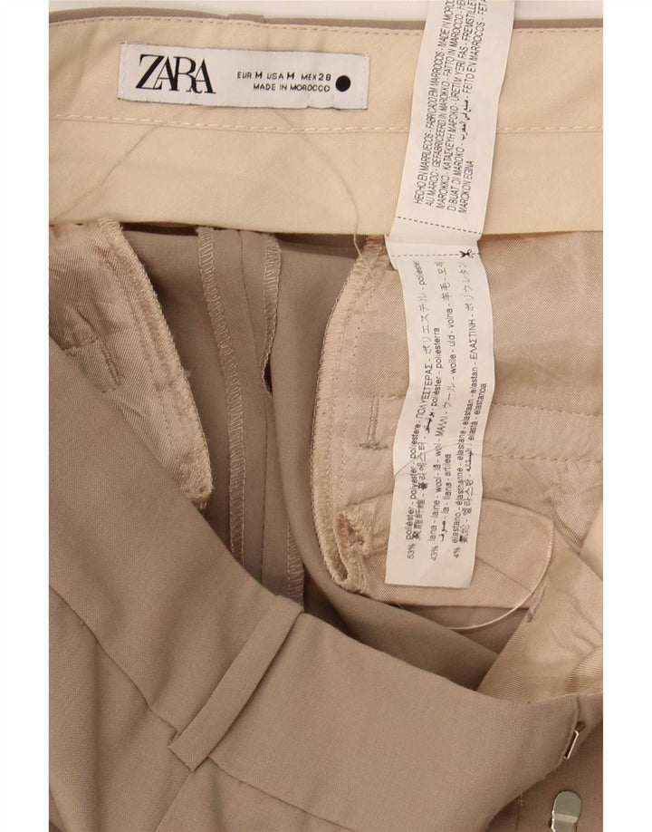 Zara Femme Pantalon De Costume Fuselé Moyen W28 L30 Beige Polyester