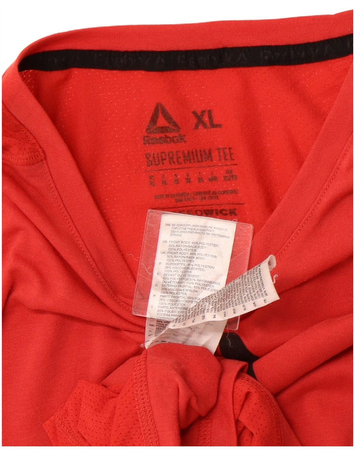 REEBOK T-Shirt Graphique Homme Top XL Rouge Polyester Sports