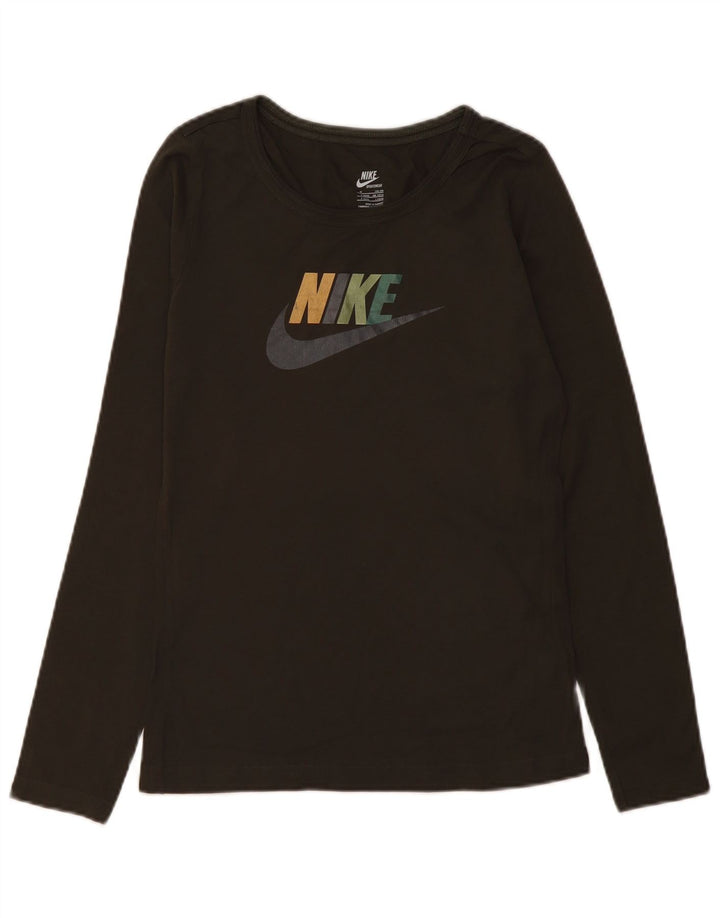 Nike Haut graphique à manches longues pour femme UK 10/12 Coton kaki moyen