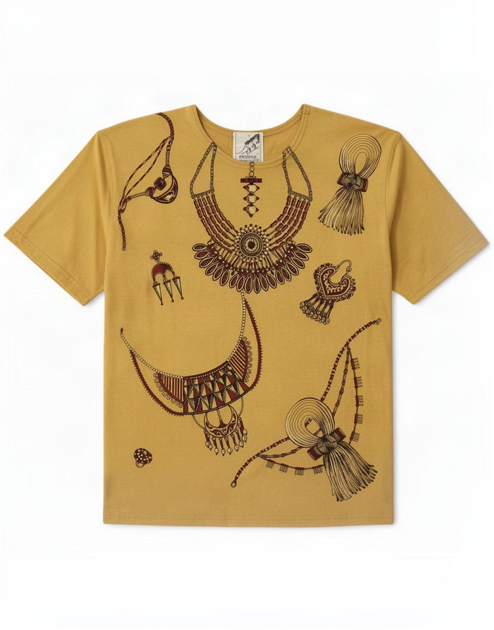 vintage Femmes Motif Abstrait Graphique T-Shirt Top IT 46 Grand Marron