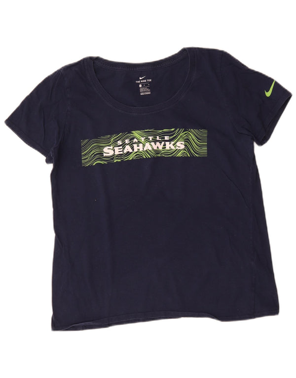 Nike Womens Seattle Seahawks Graphic T-Shirt Top UK 14 Bleu Marine Moyen