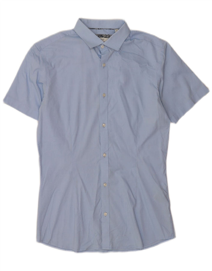 Jack & Jones Chemise à manches courtes pour hommes Taille 40 Coton bleu moyen