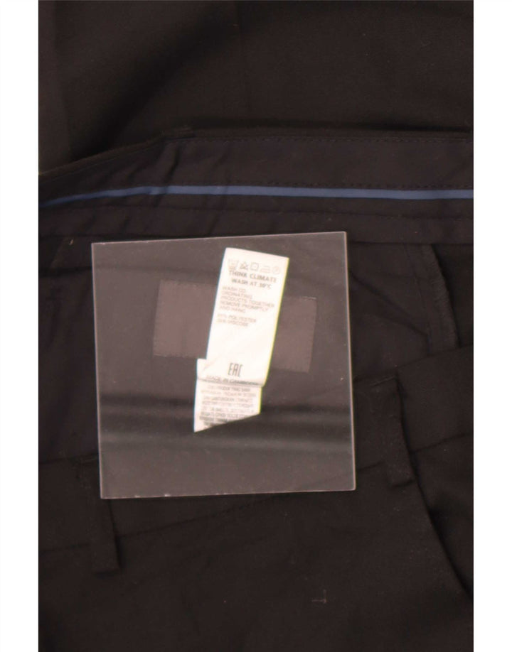 Marks & Spencer Pantalon de Costume Droit Homme W36 L29 Noir Polyester