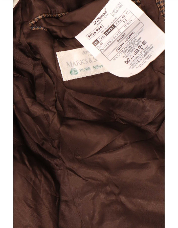 Marks & Spencer Veste blazer courte pour homme UK 40 pied-de-poule marron moyen