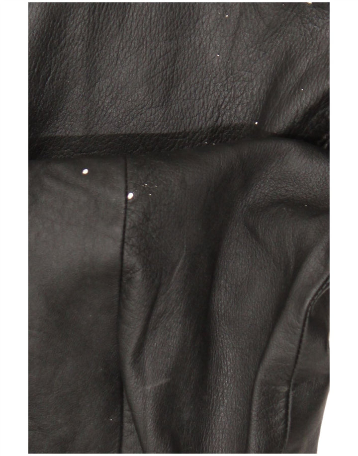 manteau en cuir femme vintage UK 14 Grand Noir