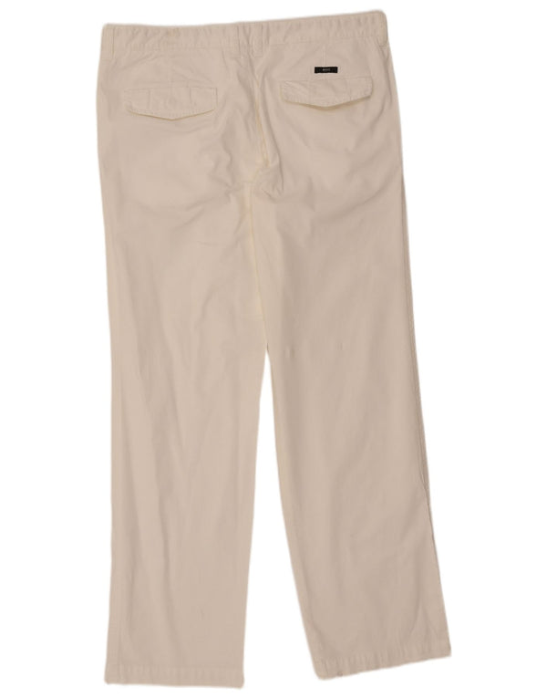 Hugo Boss Mens Straight Chino Trousers IT 52 XL W38 L33 White Cotton
