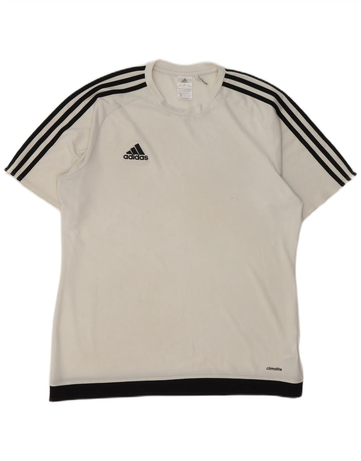 Adidas Hommes Climalite T-Shirt Haut Large Blanc Colorblock Polyester