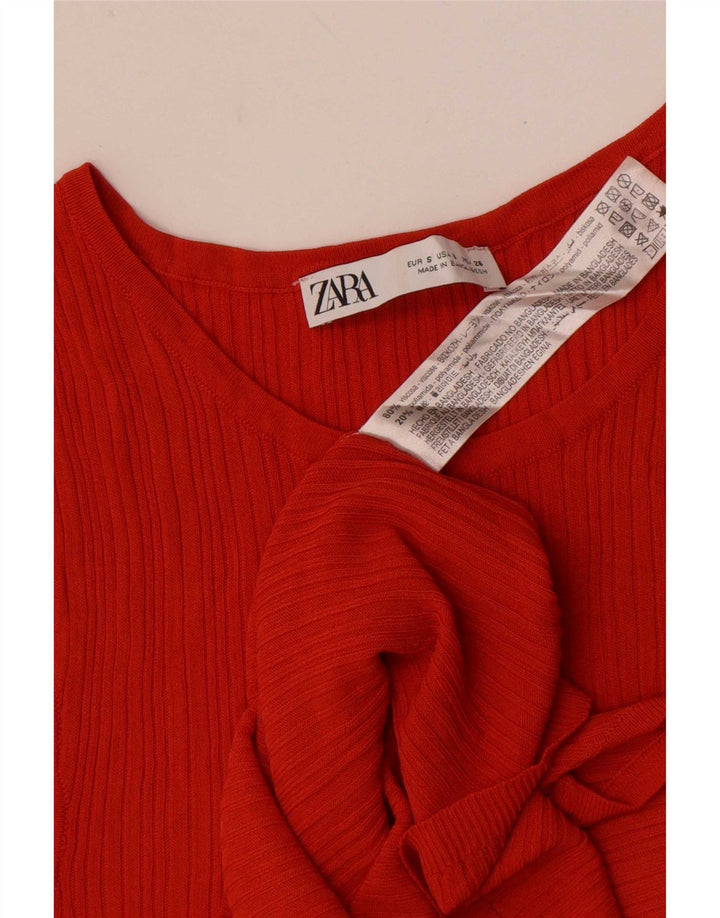 Zara Femme Débardeur UK 8 Small Orange Viscose