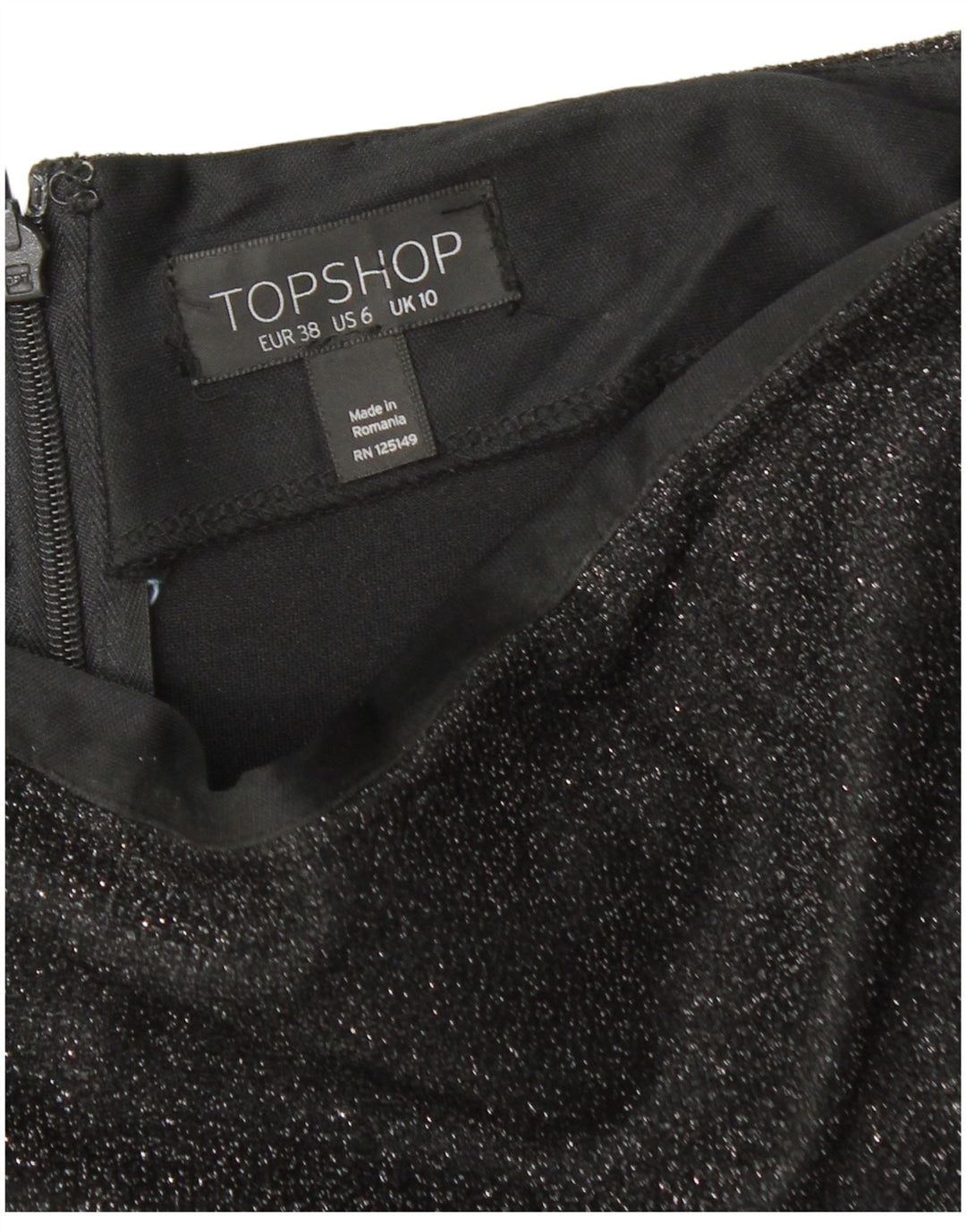 TOPSHOP Mini-jupe femme UK 10 Small W28 Noir Polyester