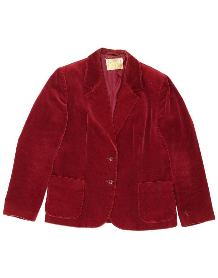 COUNTRY CASUALS Veste blazer en velours à 2 boutons pour femme UK 14 Large Bordeaux