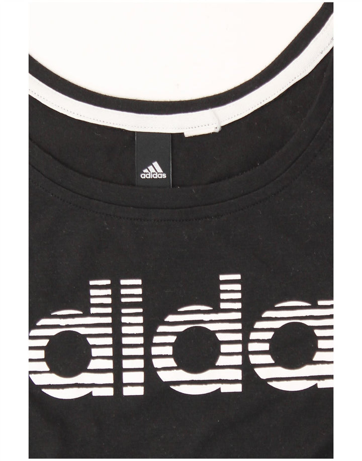 Adidas T-shirt graphique pour femme UK 12 Noir moyen