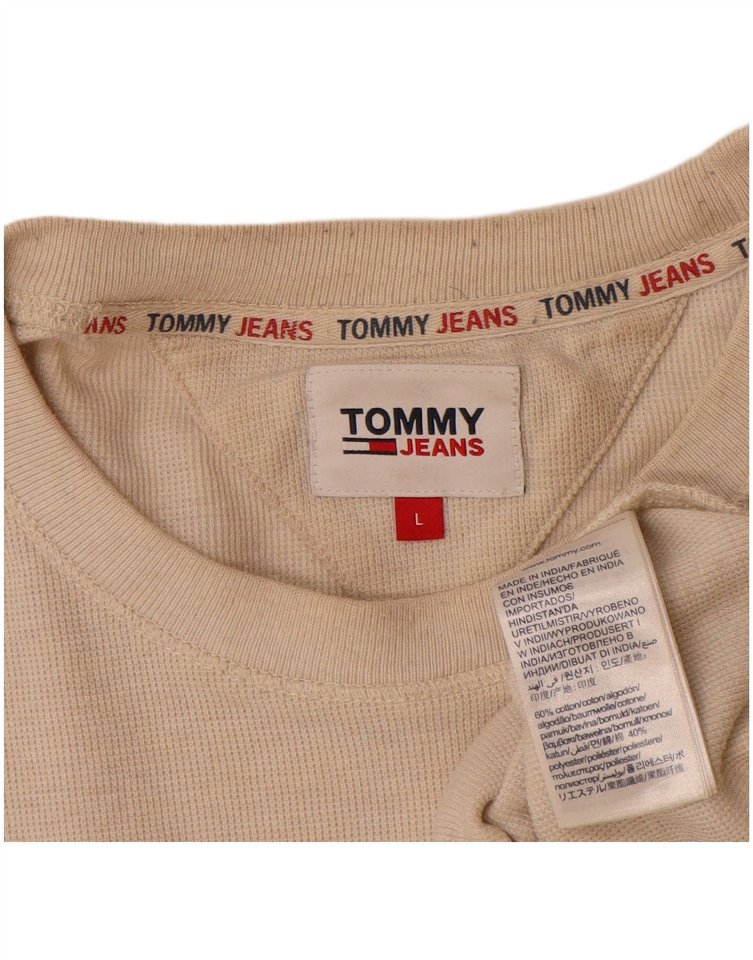 Tommy Hilfiger Haut à manches longues pour homme en coton beige