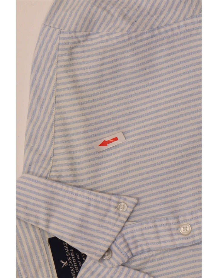 American Eagle Chemise cintrée pour homme en coton rayé bleu petit