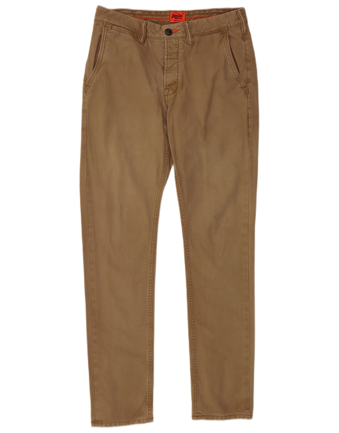 SUPERDRY Pantalon Chino Slim Homme Petit W30 L31 Marron Coton