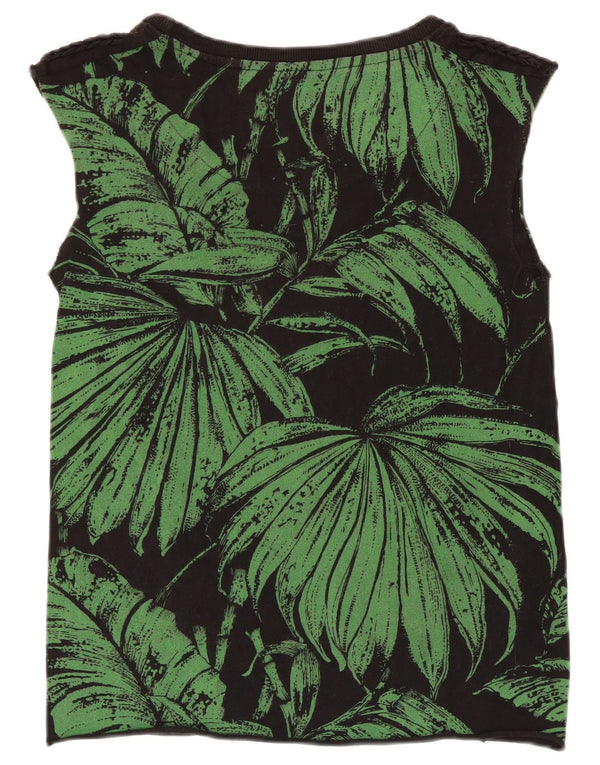 Desigual Débardeur Graphique Femme UK 10 Petit Noir Floral