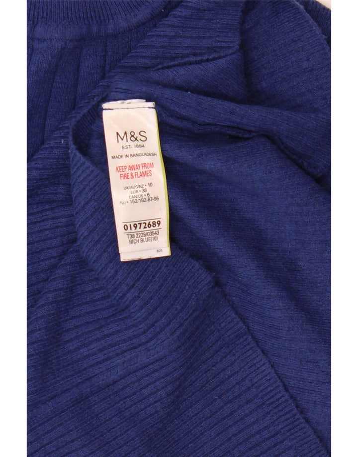 Marks & Spencer Pull col roulé pour femme UK 10 Small Bleu Viscose