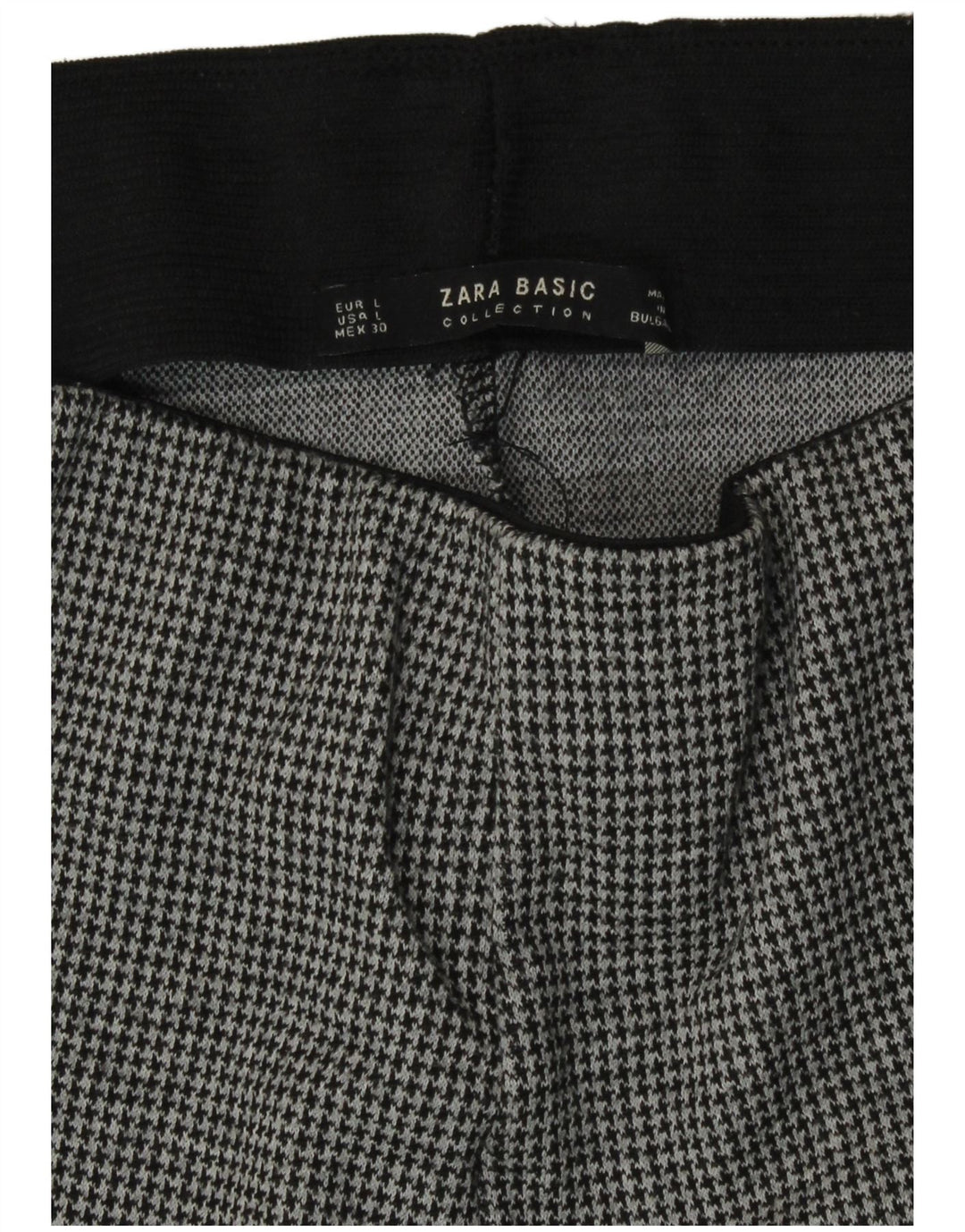 Zara Womens Slim Fit Leggings UK 14 Large Gris Pied-de-Poule