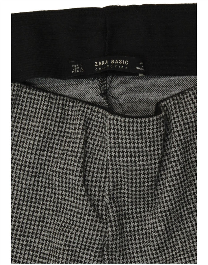 Zara Womens Slim Fit Leggings UK 14 Large Gris Pied-de-Poule