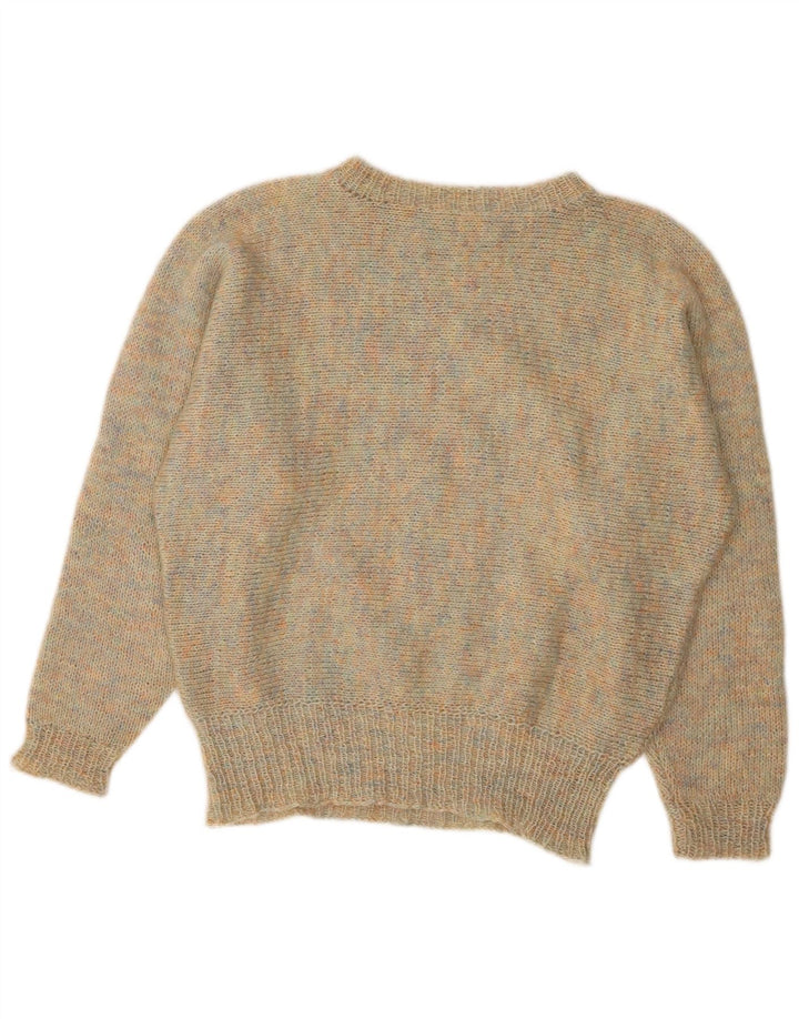 VINTAGE Femme Col Bateau Pull Pull UK 14 Grand Multicolore Moucheté