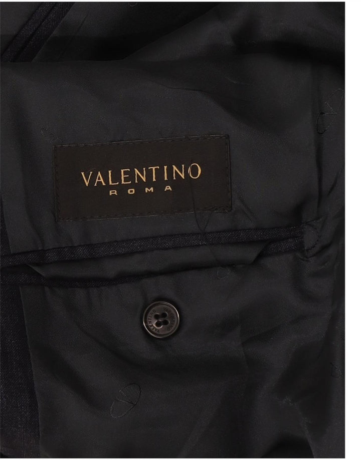 Valentino Veste Blazer 3 Boutons Homme IT 54 2XL Bleu Marine Lin