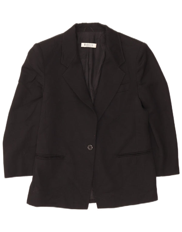 Marella Veste Blazer 1 Bouton pour Femme UK 14 Grande Laine Noire
