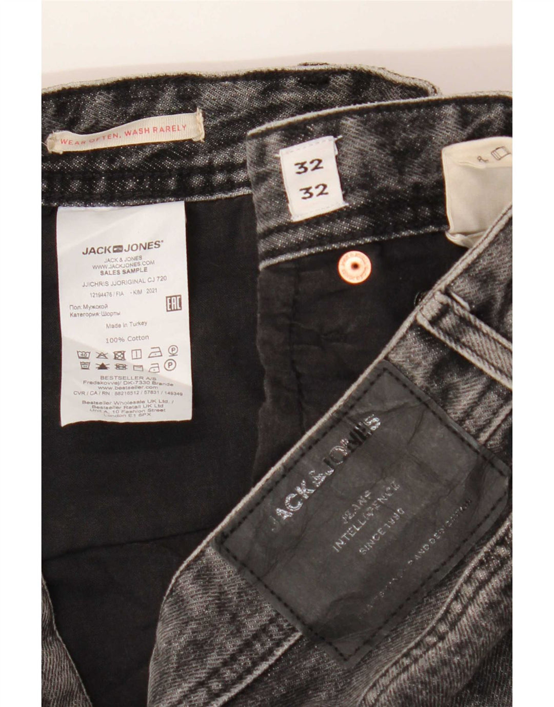 Jack & Jones Jean Droit Homme W32 L32 Gris Coton