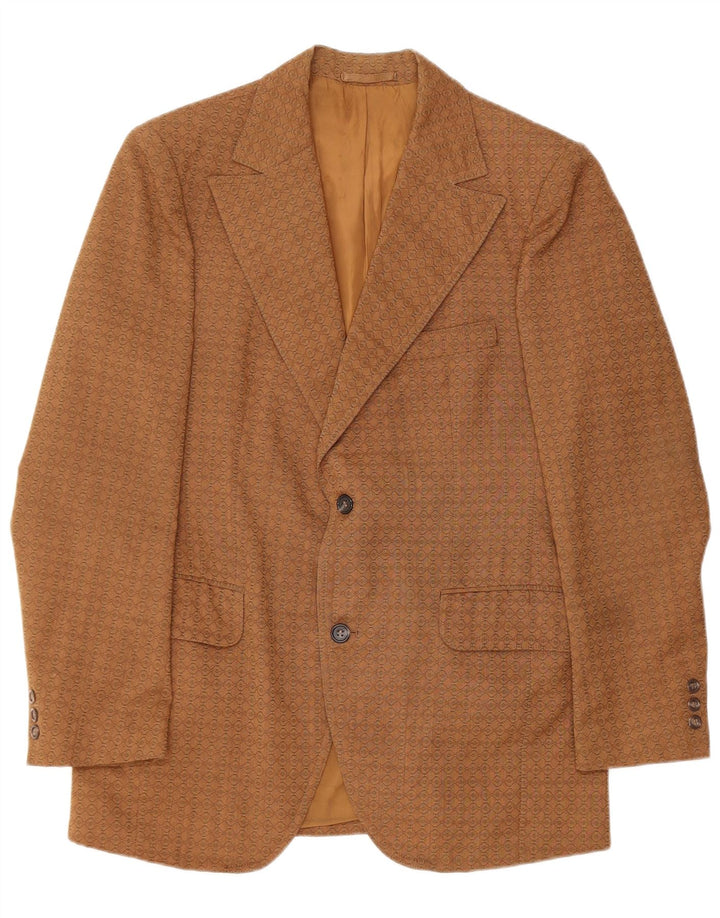 Varteks Veste Blazer 2 Boutons Homme IT 48 Laine Géométrique Marron Moyen