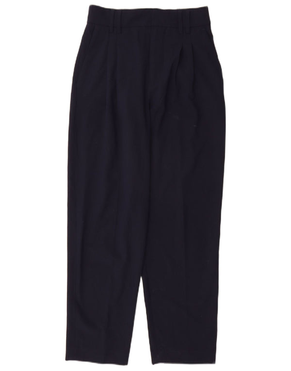Zara Pantalon Chino Taille Haute Pour Femme EU 32 2XS W22 L27 Bleu Marine