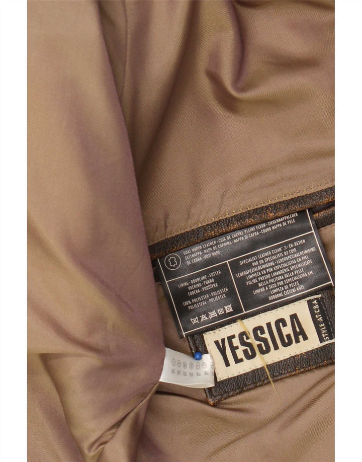 Yessica Veste en cuir slim pour femme UK 20 2XL Cuir marron
